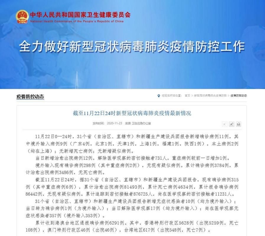 31省新增确诊1例含本土20例/31省新增确诊11例 其中本土2例