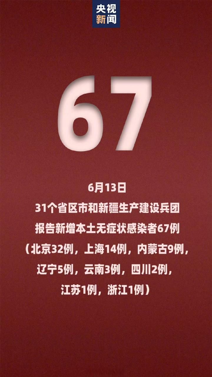 31省区市6月13日最新疫情数据/6月13日全国疫情通报情况
