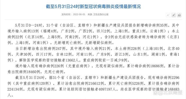 31省市近6天新增22例阳性感染者/31省区市新增6例