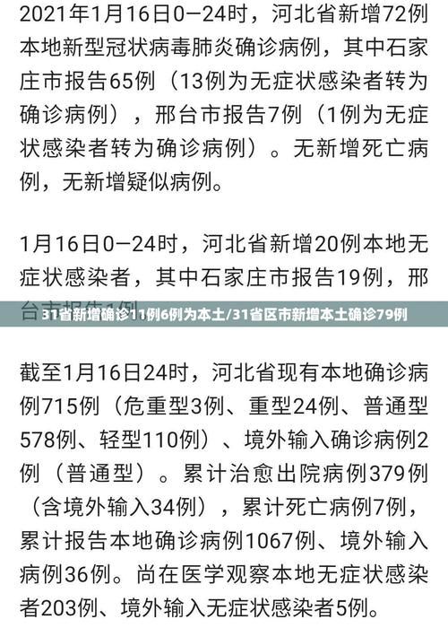 【多地新增确诊16例均为境外输入,31省区市新增本土确诊87例】